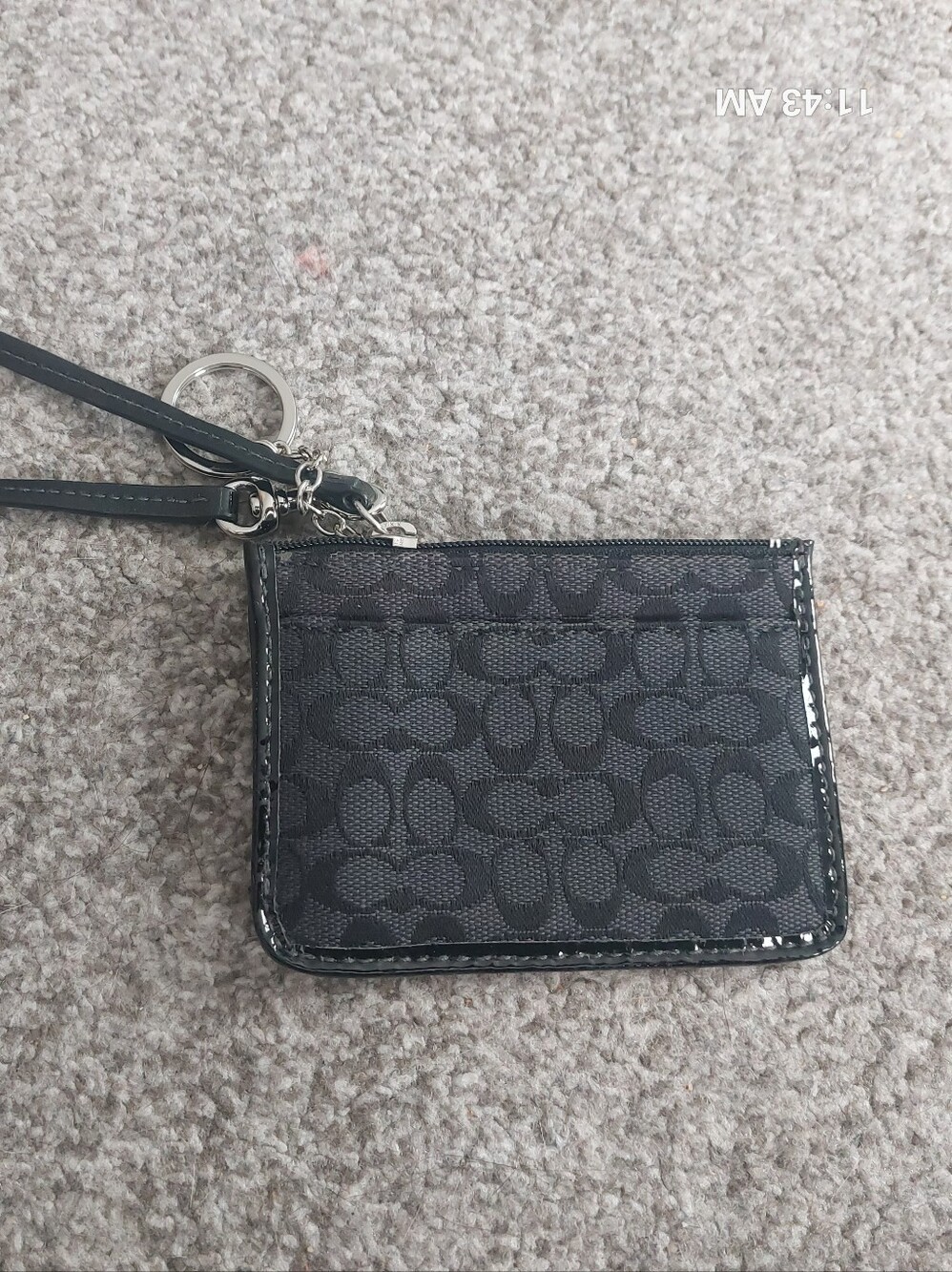 Coach Black Signature Jacquard Mini Skinny ID